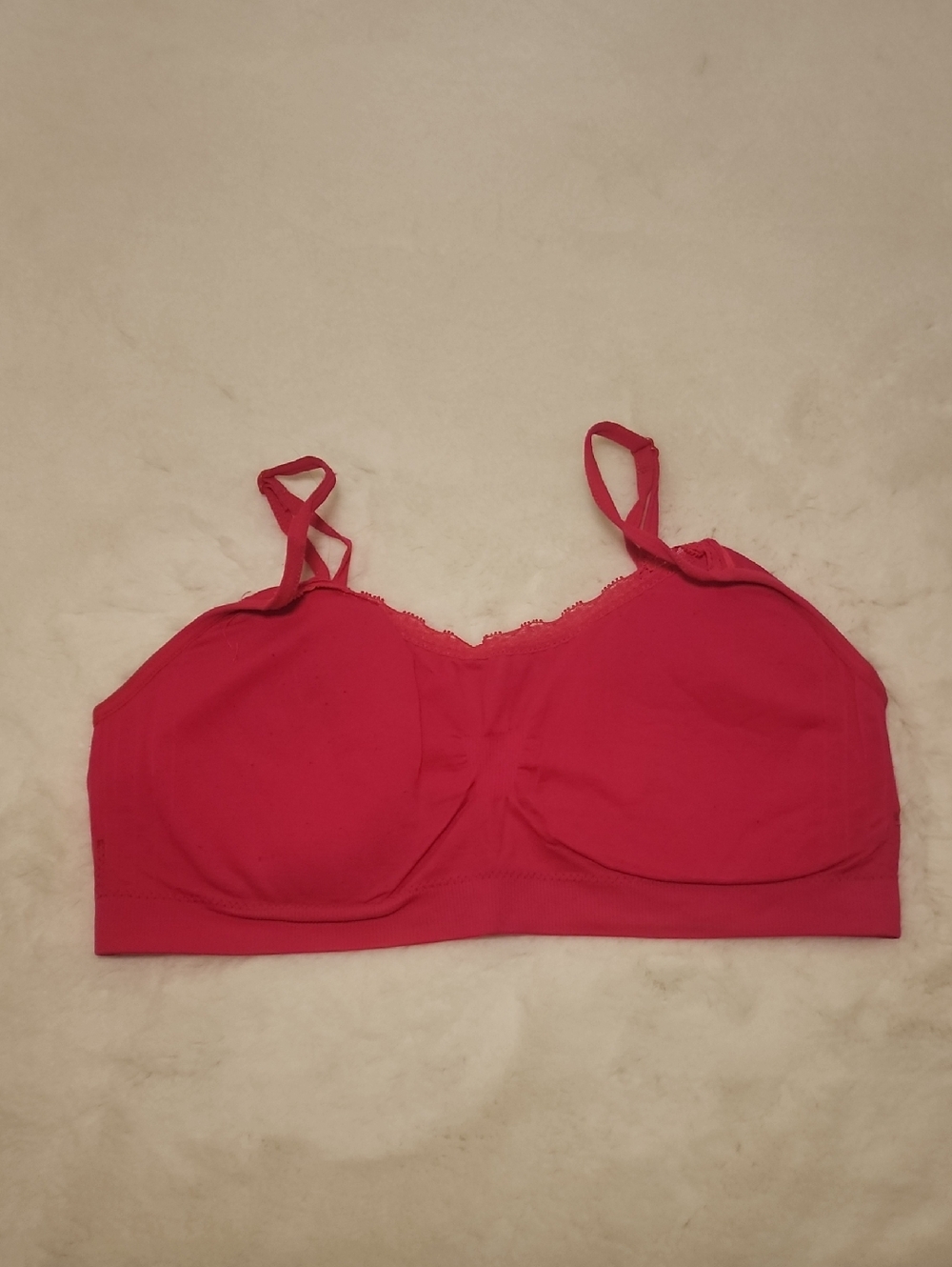 Women's Pink Bralette Juniors Wire Free, Pullover, Adjustable Straps Size Large